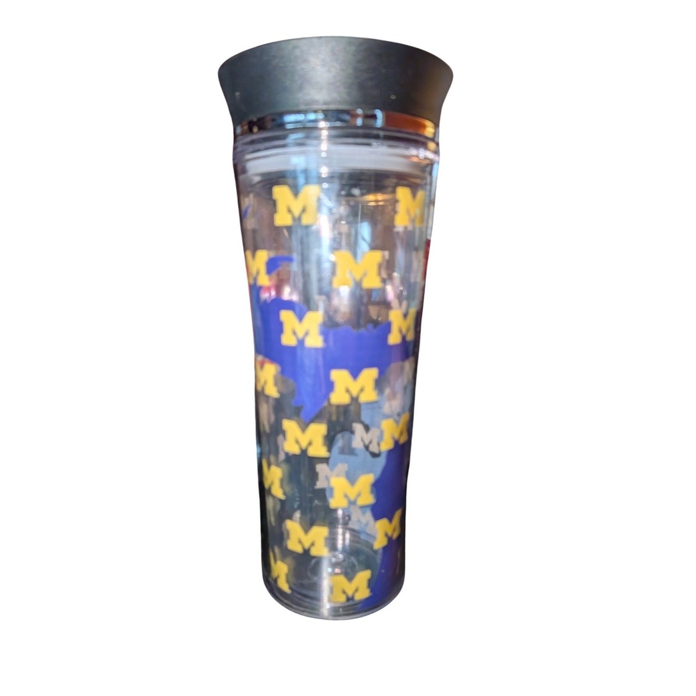 University of Michigan Wolverines Tervis Tumbler Blue Maize Logo Travel Mug Lid